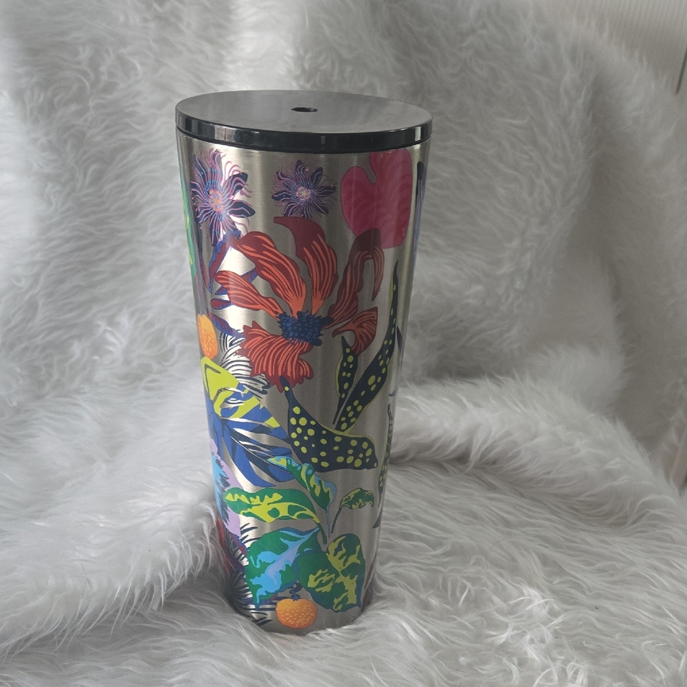 Starbucks Silver and Red Accent Vase